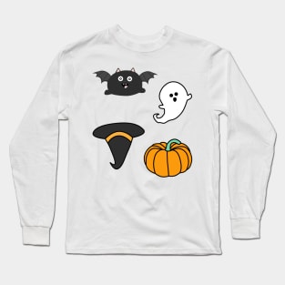 Bat, Witch, Ghost, Pumkin - Halloween Lover Sticker pack Long Sleeve T-Shirt